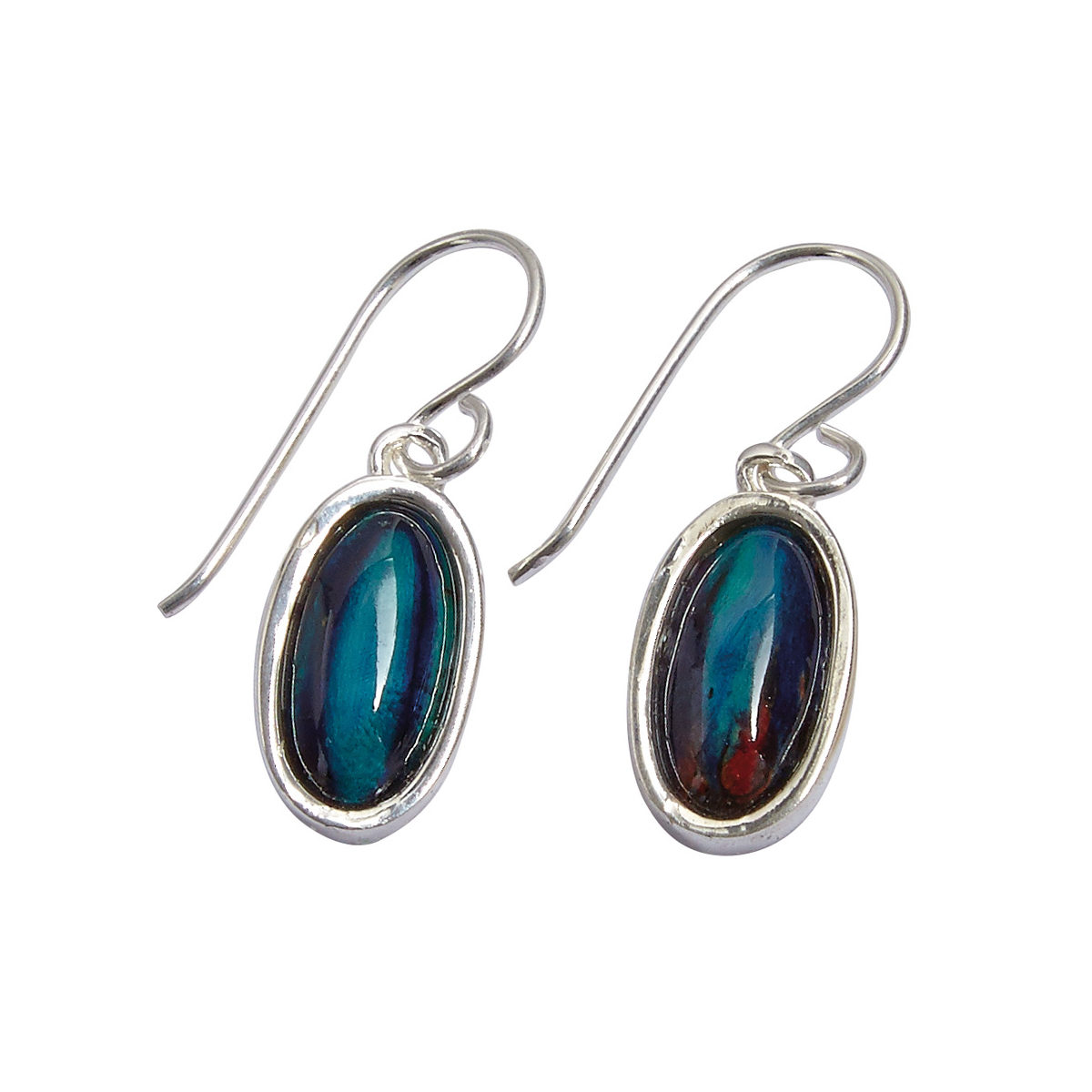 Oval Silver Drop Earrings