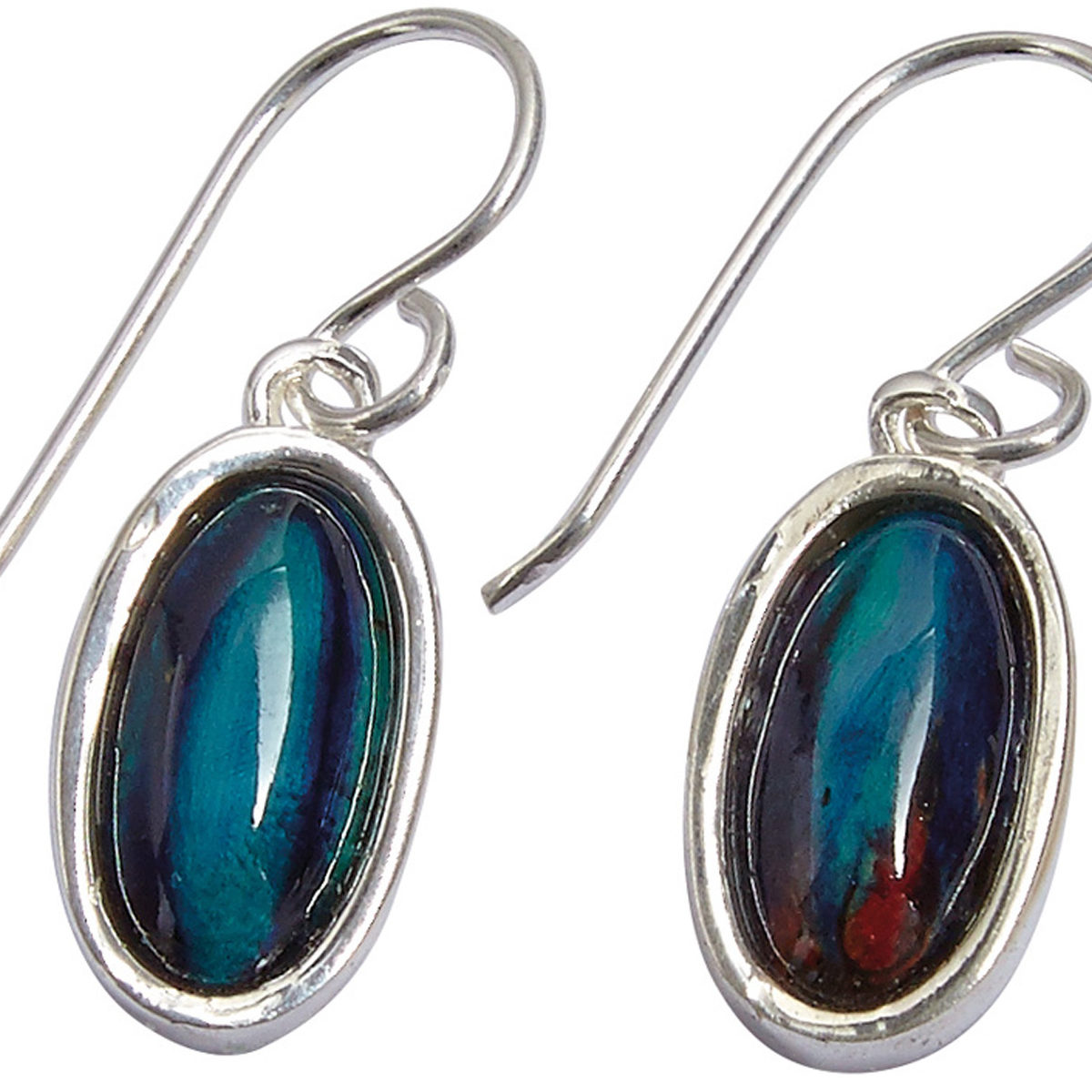 Oval Silver Drop Earrings