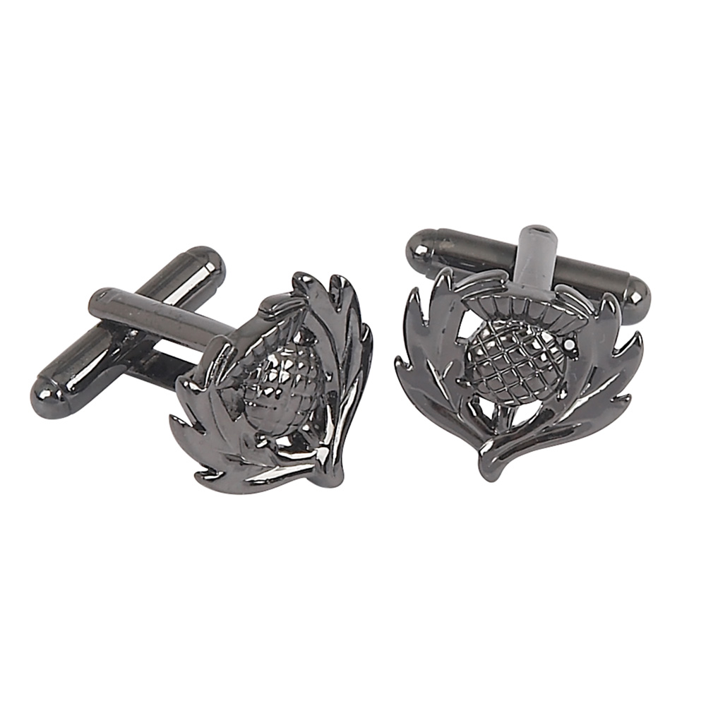 Gun Metal Grey Thistle Cufflinks