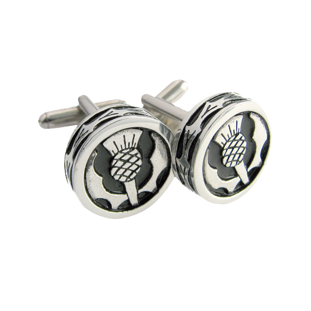 Round Thistle Polished Cufflinks