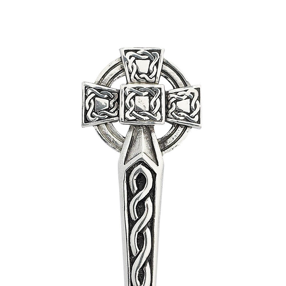 Polished Celtic Cross Kilt Pin - Image 2