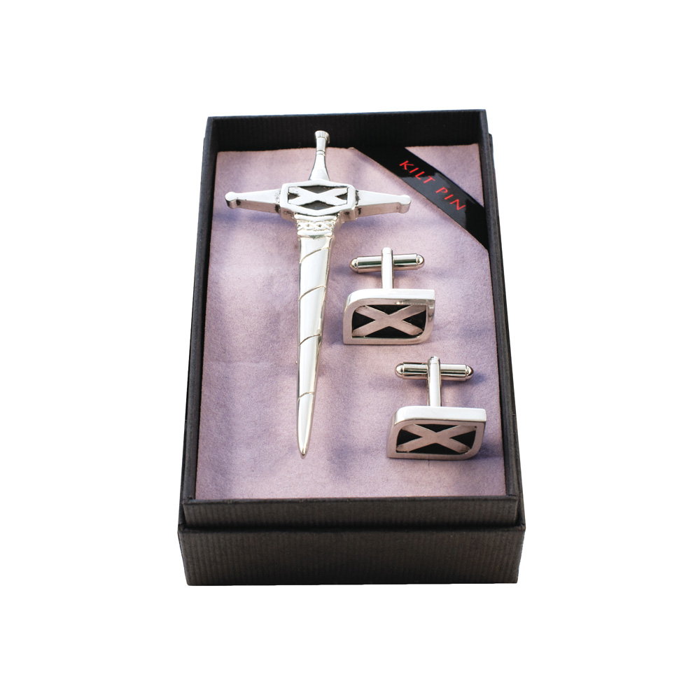 Saltire Kilt Pin & Cufflink Set