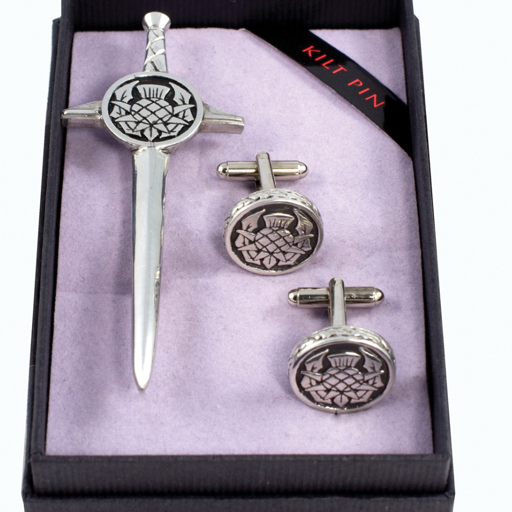 Thistle Kilt Pin & Cufflink Set - Image 2