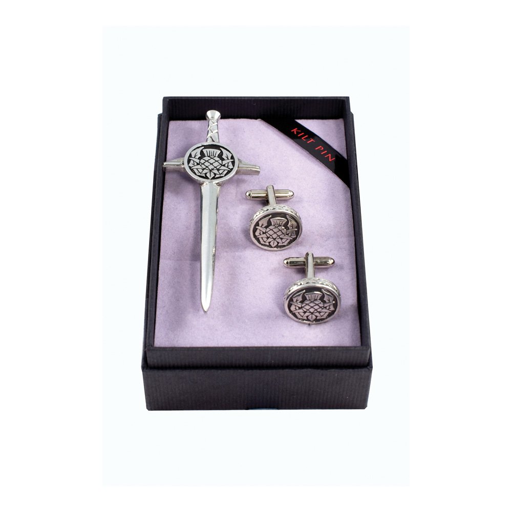 Thistle Kilt Pin & Cufflink Set