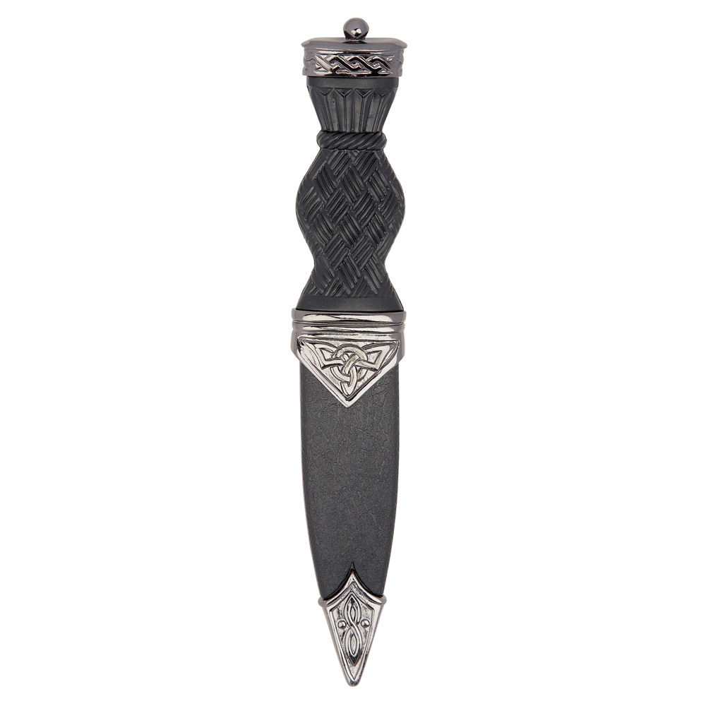 Gun Metal Grey Celtic Sgian Dubh With Plain Top