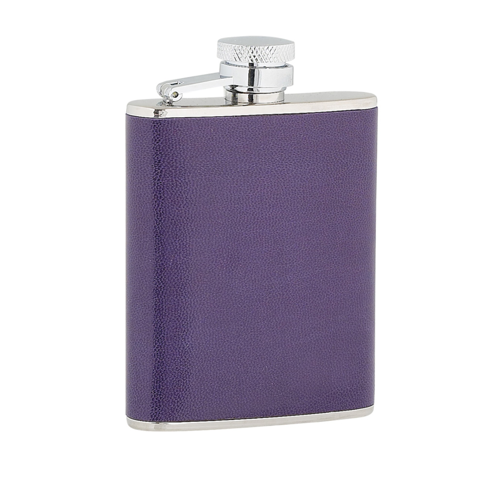 3oz Ladies Purple Leather Stainless Steel Flask