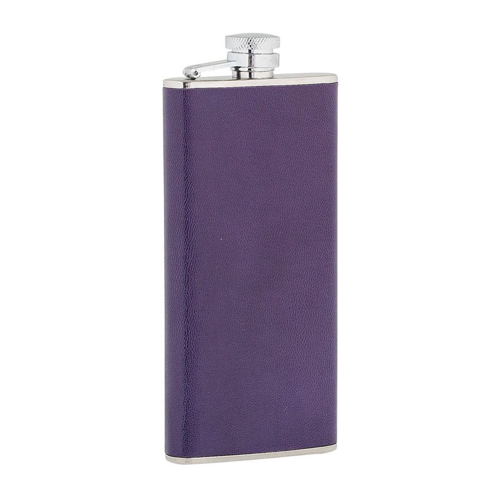 5oz Ladies Purple Leather Stainless Steel Flask