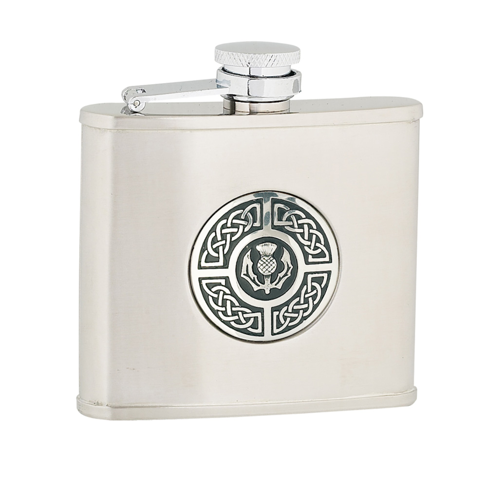 4oz Celtic & Thistle Stainless Steel Flask