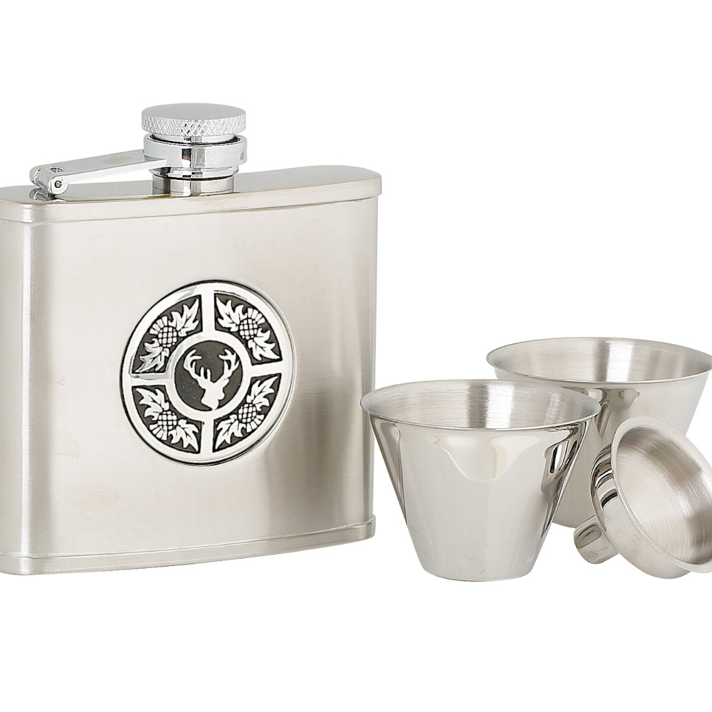 4oz Thistle & Stag Stainless Steel Flask Set