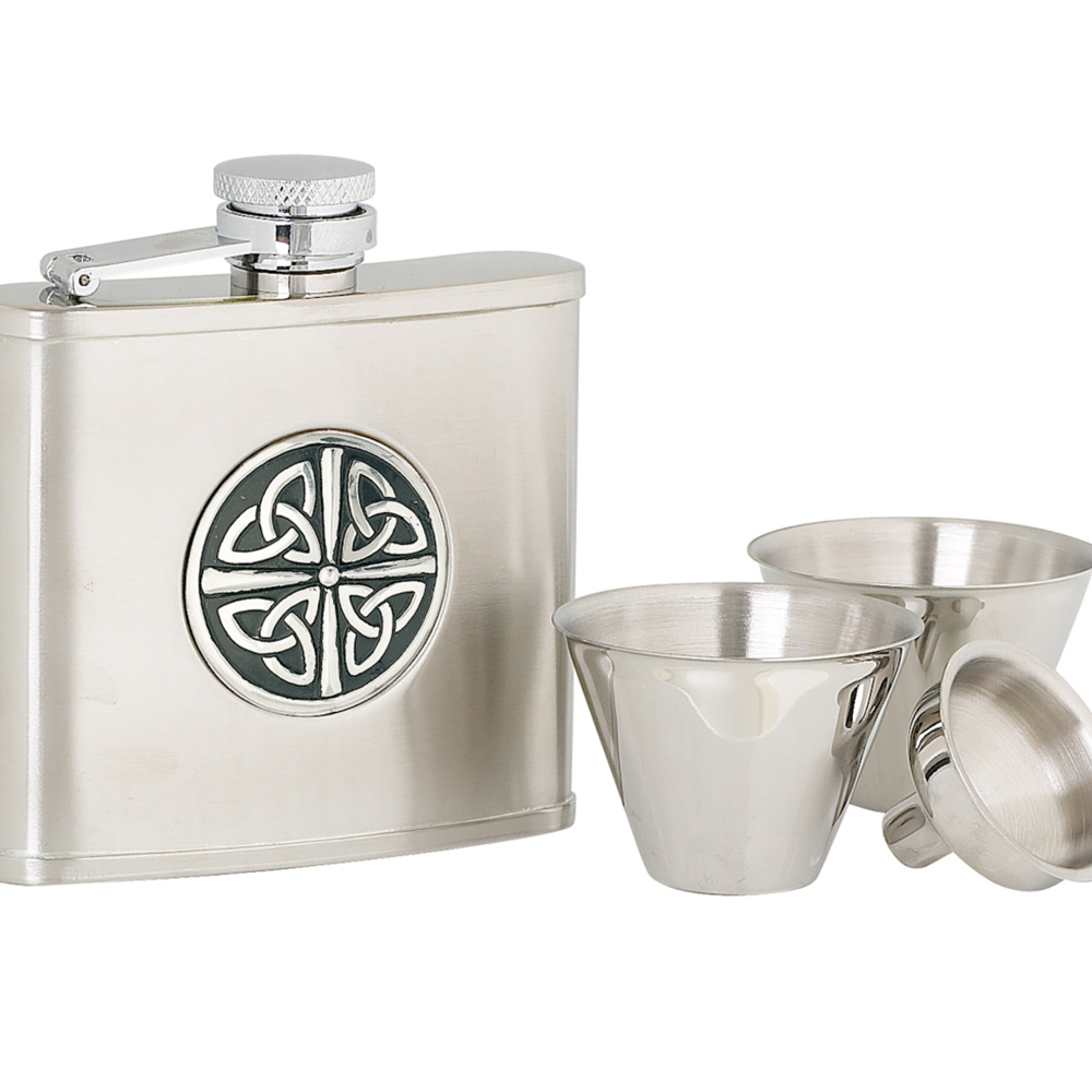 4oz Celtic Knot Stainless Steel Flask Set