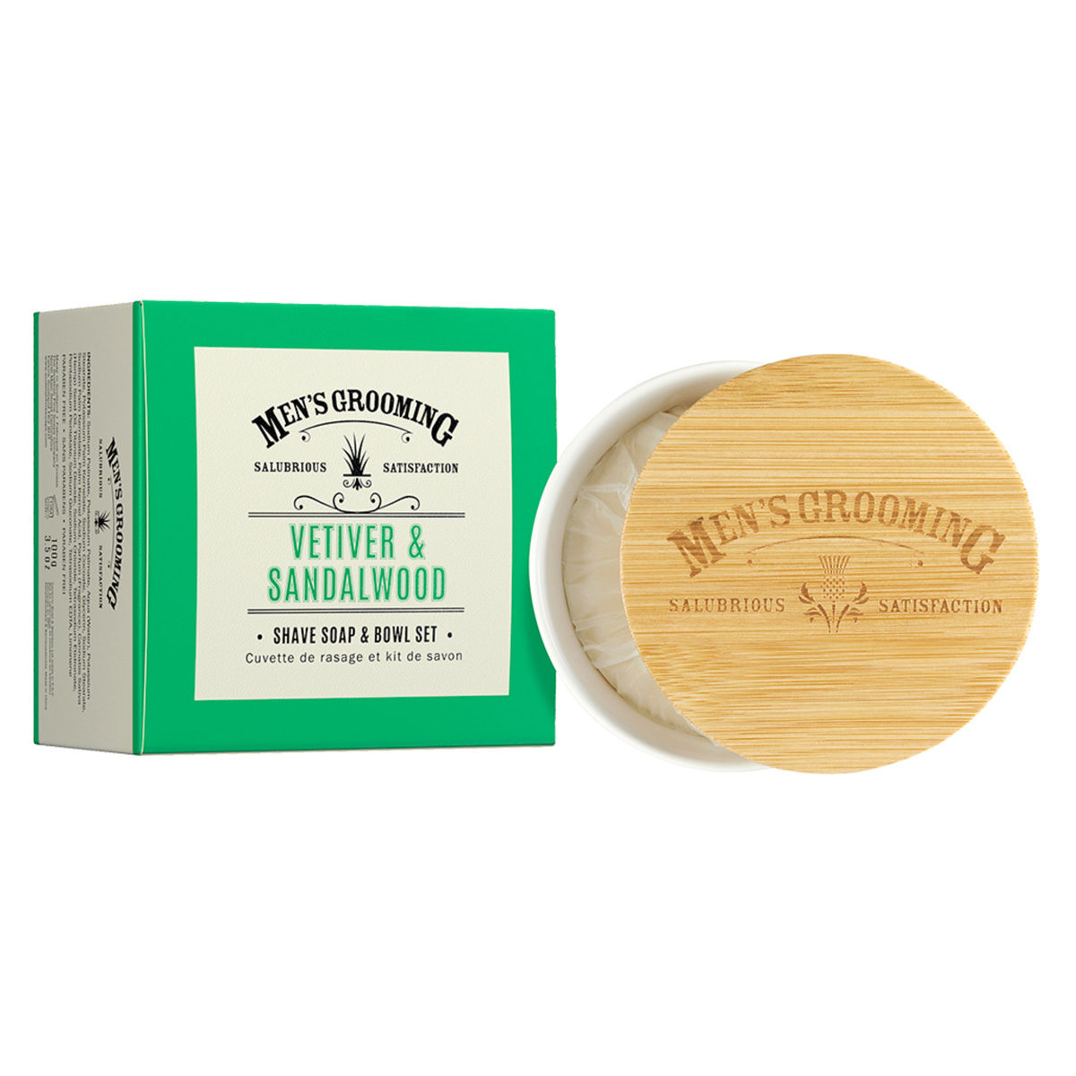 The Scottish Fine Soaps Company Men's Grooming Vetiver & Sandalwood Shave Soap & Bowl Set - Premium Shaving Set