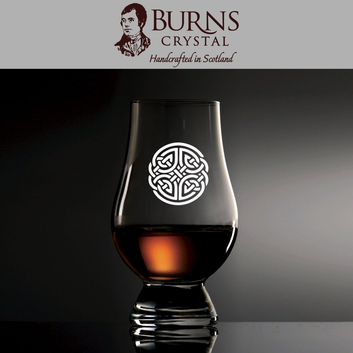 The Burns Crystal Glencairn Glass with Celtic Knot design