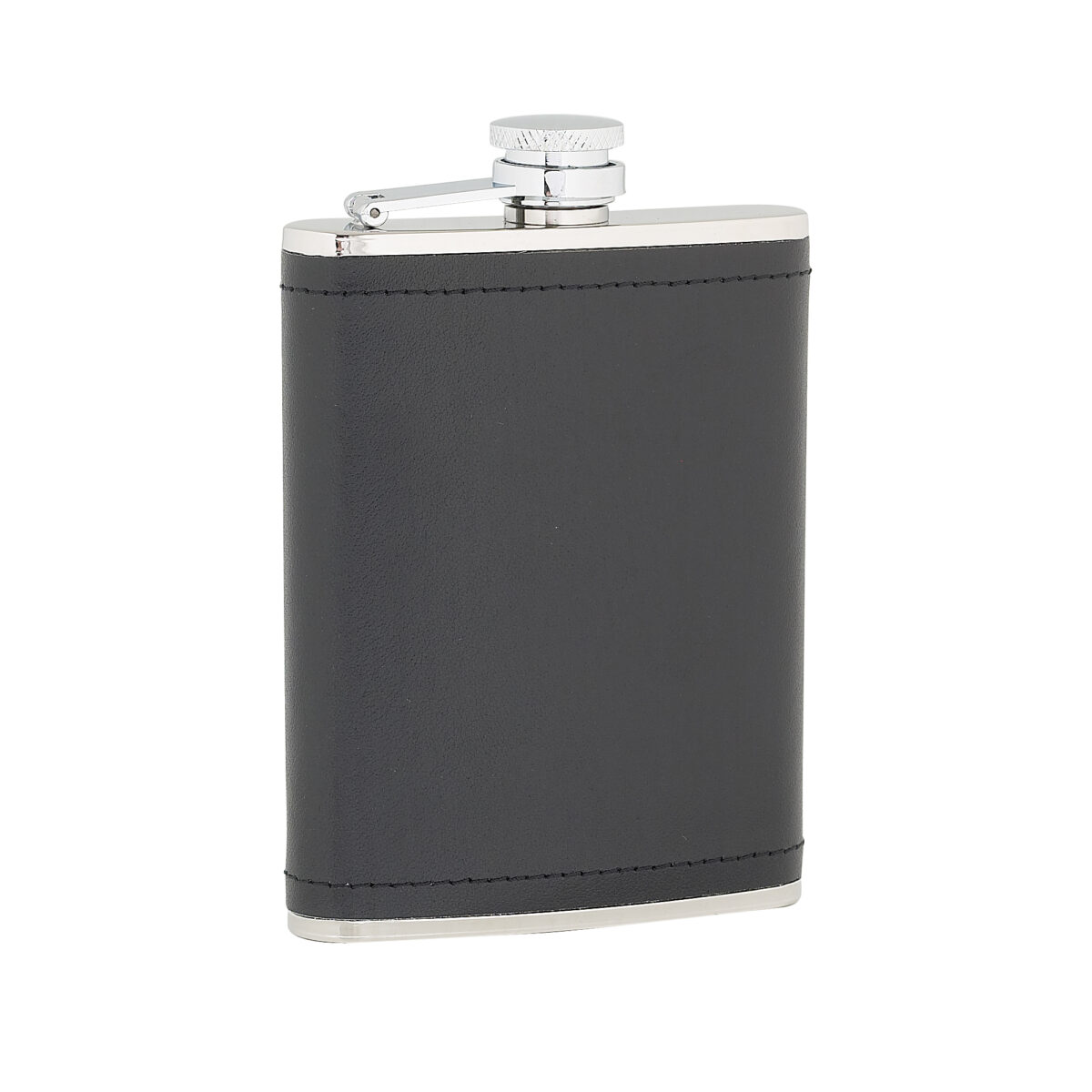 6oz Black Leather Stainless Steel Hip Flask