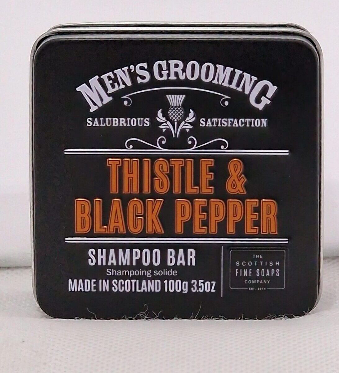 The Scottish Fine Soaps Company Men's Grooming Thistle And Black Pepper Shampoo Bar - Revitalizing Hair Care