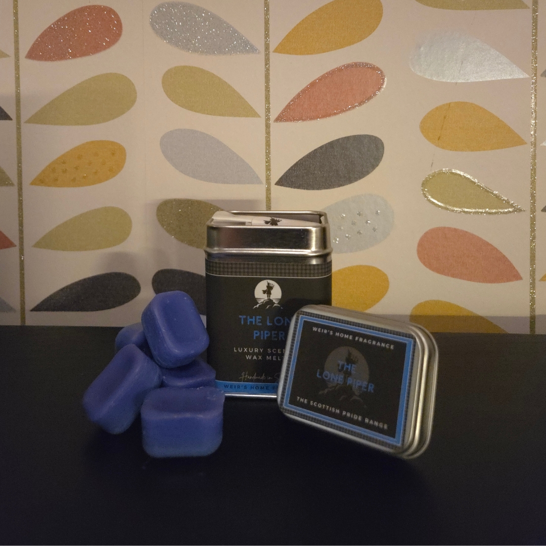 The Lone Piper Luxury Wax Melts with tobacco, whisky, and leather fragrance.