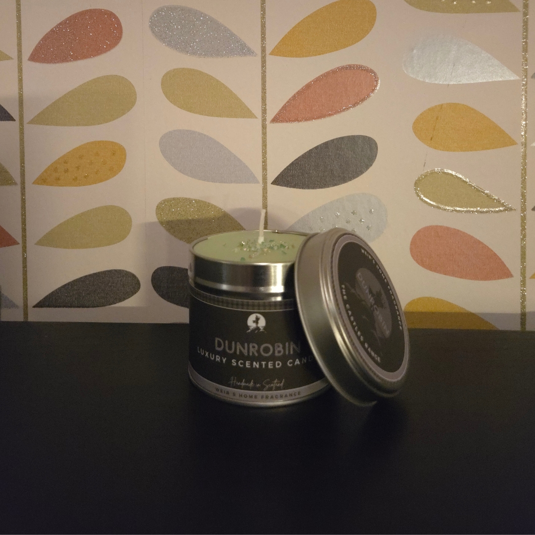 Dunrobin Luxury Scented Candle with lime, basil, and mandarin fragrance.