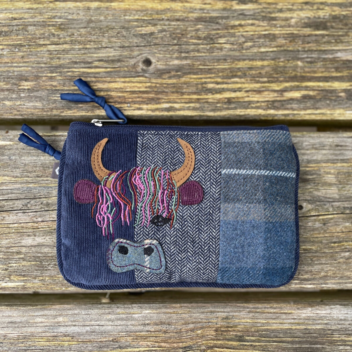 Tweed Applique Juliet Purse featuring adorable appliqued designs in soft tweed fabric