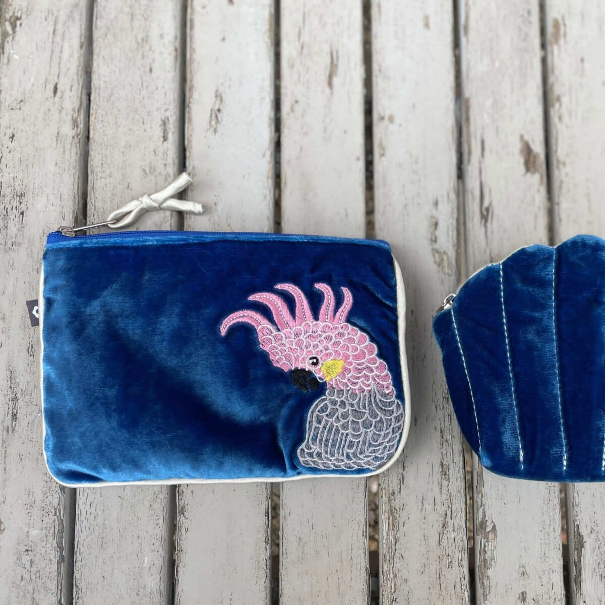 Silk Velvet Juliet Purse in luxurious velvet with embroidered designs and two zipped compartments