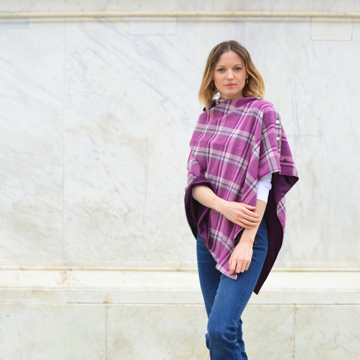 Luxury Spring Tweed Wrap | Elegant & Timeless Wool Cape