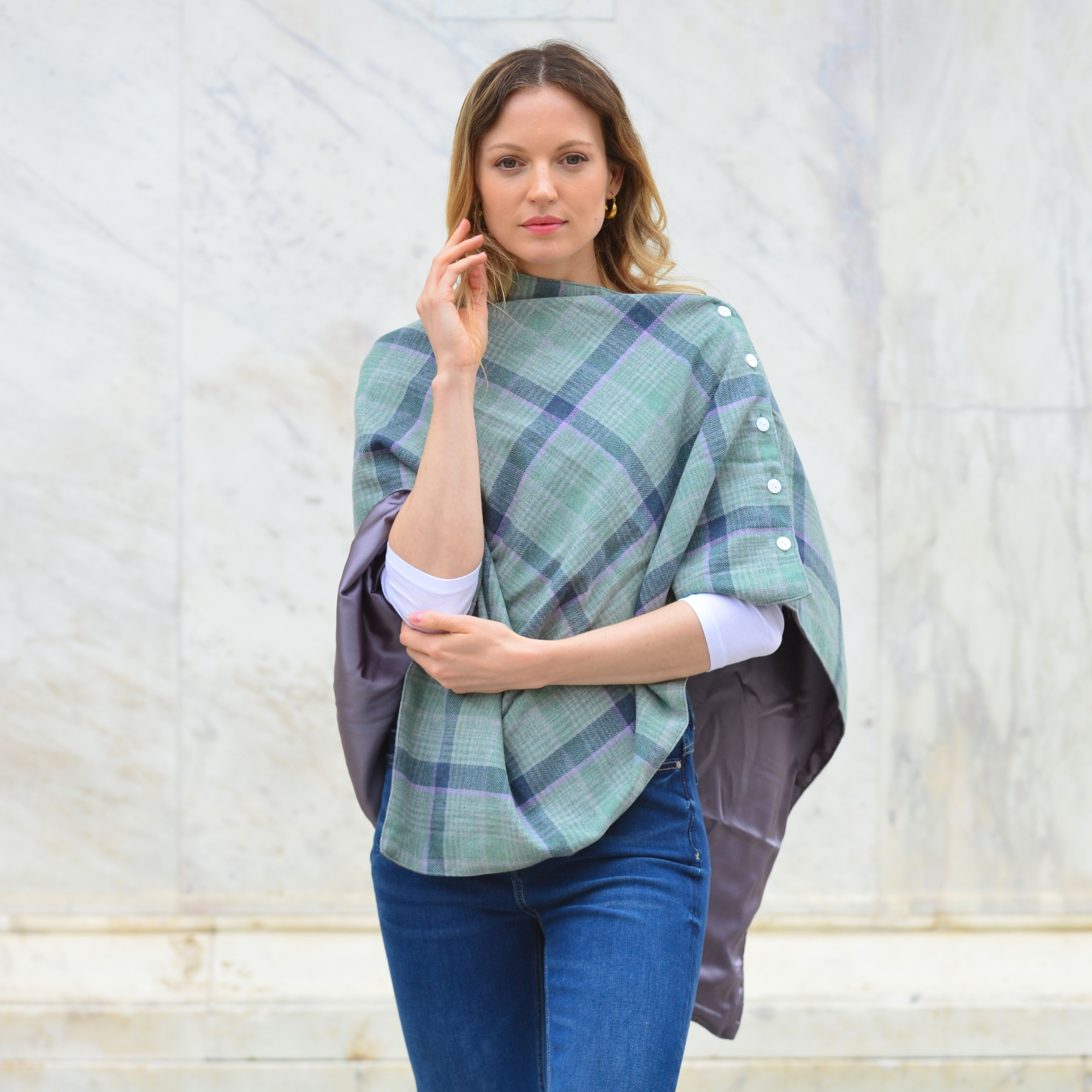 Earth Squared Luxury Spring Tweed Wrap – Elegant & Timeless Wool Cape - Image 4