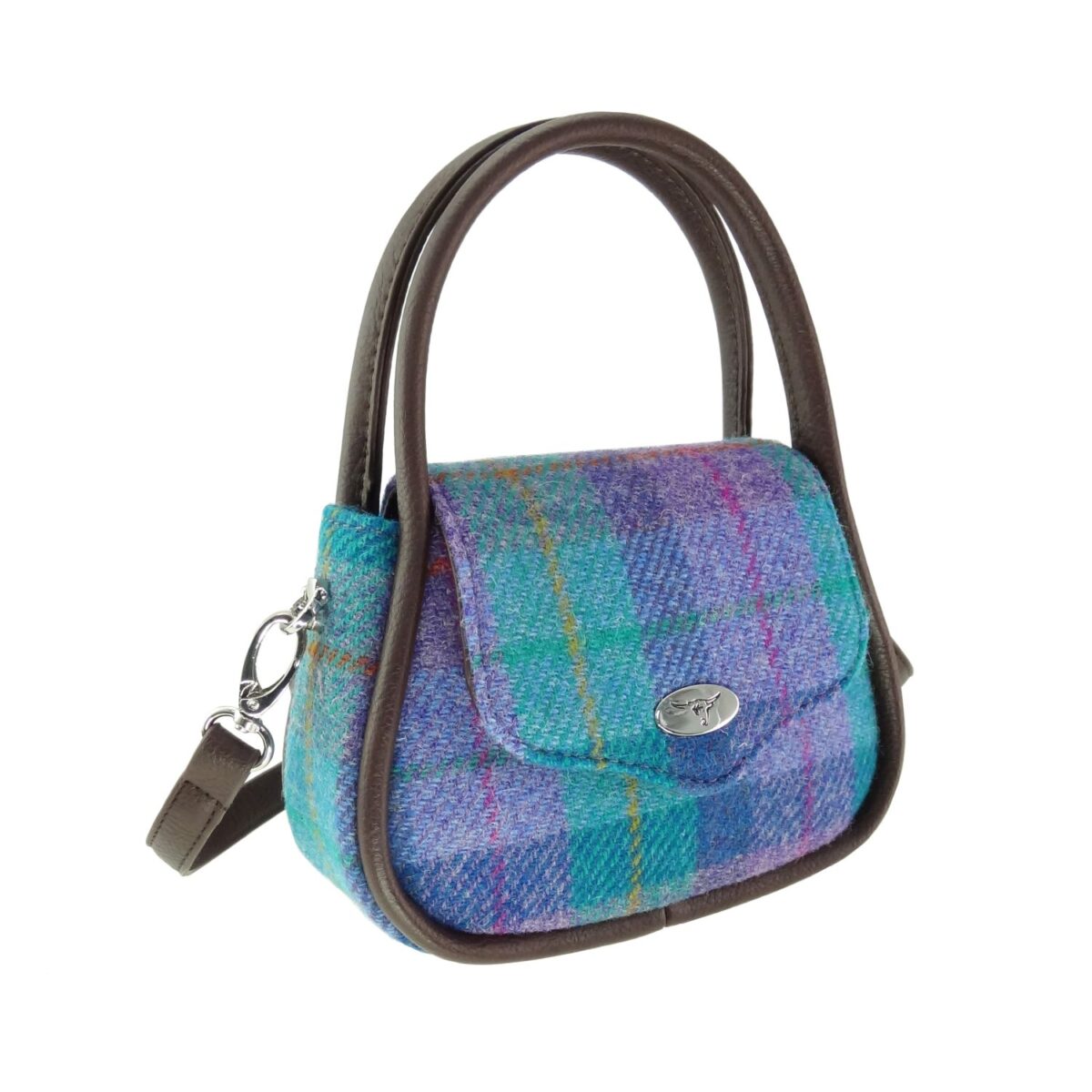 Glen Appin Harris Tweed ‘Buchan’ Round Mini Handbag – Petite, Playful, and Proudly Scottish