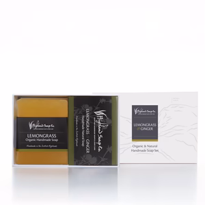 Lemongrass & Ginger two soap gift set from The Highland Soap Company, displayed in eco‑friendly packaging with fresh citrus and ginger accents